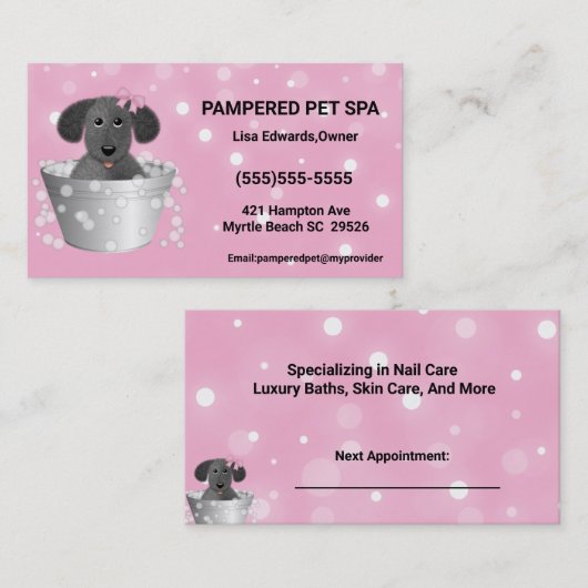 Hunde-Grooming-Hund-Wellness-Center Terminkarte (Vorne/Hinten)