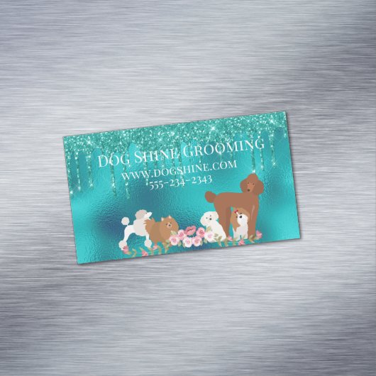 Hunde Grooming Pet Sitting Glitzer Robin's Eigelb Magnetische Visitenkarte (Beispiel)