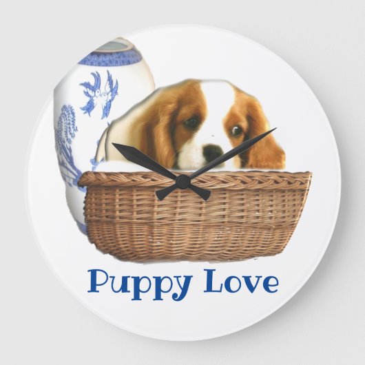 Hunde Große Wanduhr (Vorderseite)