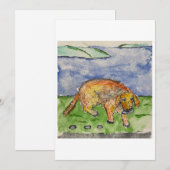 Hunde-Grußkarte mit Stein Einladung (Vorne/Hinten)