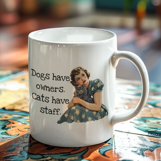 Hunde haben Besitzer Katzen haben Mitarbeiter Kaffeetasse