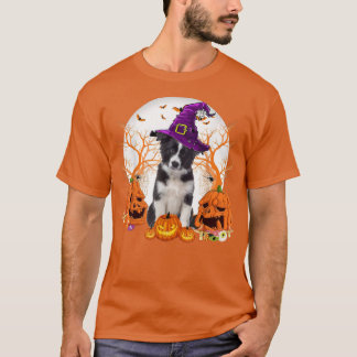 Hunde Halloween Border Collie Hund Kürbislaterne P T-Shirt