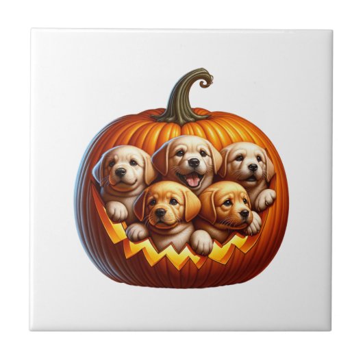 Hunde Halloween Fliese (Vorderseite)