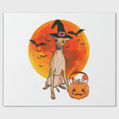 Hunde Halloween Italienische Greyhound-Kürbislater Geschenkpapier (Flach)