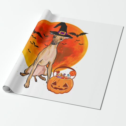Hunde Halloween Italienische Greyhound-Kürbislater Geschenkpapier (Ungerollt)