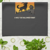 Hunde Halloween Mond Heulen Geschirrtuch (Gefaltet)