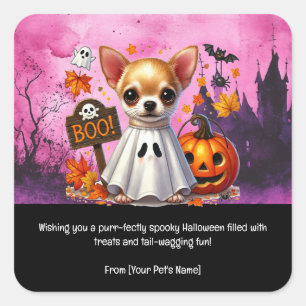 Hunde Halloween Pet in spukhaften Kostümen Quadratischer Aufkleber