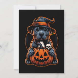 Hunde Halloween - Pitbull Hexe Einladung