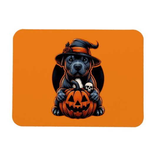 Hunde Halloween - Pitbull Hexe Magnet (Horizontal)