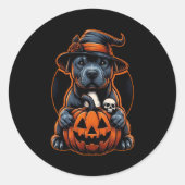 Hunde Halloween - Pitbull Hexe Runder Aufkleber (Vorderseite)