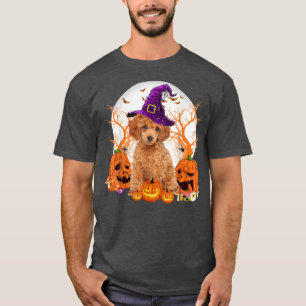 Hunde Halloween Poodle Dog Kürbislaterne Pumpki T-Shirt