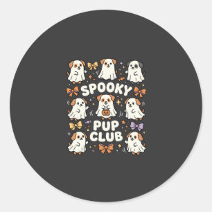 Hunde Halloween-Schleifen-Party Runder Aufkleber