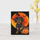 Hunde Halloween Schwarzer Dachshund Jack O Lantern Karte (Gelbe Blume)