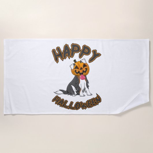 Hunde Halloween T-ShirtHappy Halloween Hund-T-Shir Strandtuch (Vorderseite)