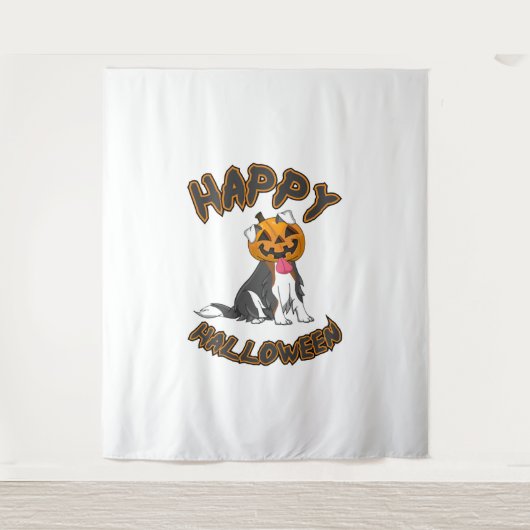 Hunde Halloween T-ShirtHappy Halloween Hund-T-Shir Wandteppich (Vorderseite)