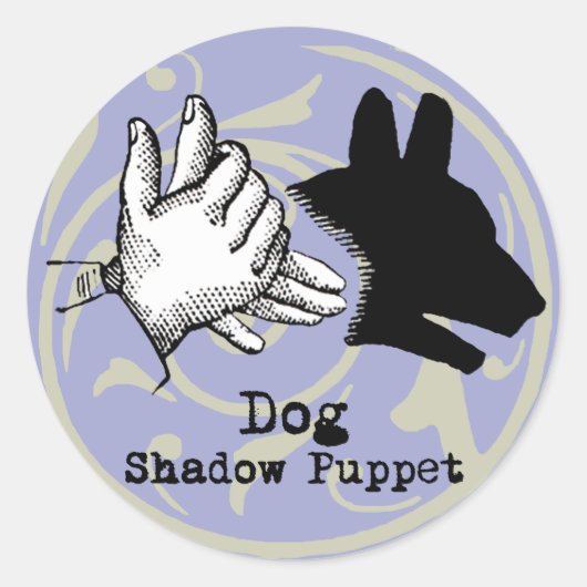 Hunde Hand Puppet Shadow Games Vintag Runder Aufkleber (Vorderseite)