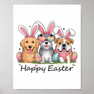 Hunde-Hasenohren-Oster-Outfit Frauen Mädchen Glück Poster