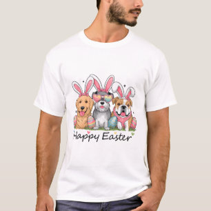 Hunde-Hasenohren-Oster-Outfit Frauen Mädchen Glück T-Shirt