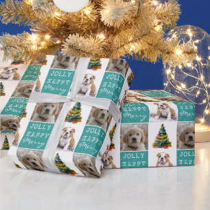 Hunde Haustier 2 Fotos Weihnachtsbaum Wasserfarbe Geschenkpapier