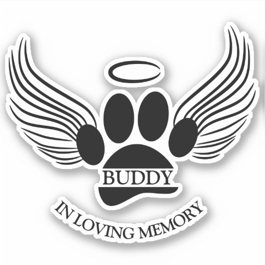 Hunde Haustier Engel Wings Memorial Individuelle N Aufkleber (Vorderseite)