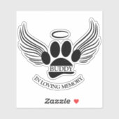 Hunde Haustier Engel Wings Memorial Individuelle N Aufkleber (Blatt)