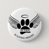 Hunde Haustier Engel Wings Memorial Individuelle N Button (Vorderseite)