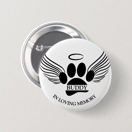 Hunde Haustier Engel Wings Memorial Individuelle N Button (Vorne & Hinten)
