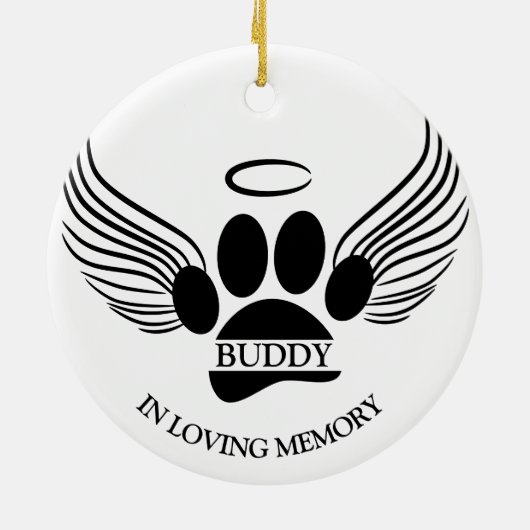 Hunde Haustier Engel Wings Memorial Individuelle N Keramik Ornament (Hinten)