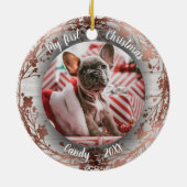 Hunde Haustier Erste Weihnachtsfeier Kränze Rose F Keramik Ornament (Hinten)