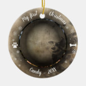 Hunde Haustier Erstes Weihnachtsfest Foto Rustikal Keramik Ornament (Vorne)