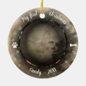 Hunde Haustier Erstes Weihnachtsfest Foto Rustikal Keramik Ornament (Hinten)