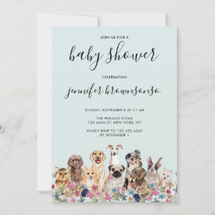Hunde Haustier Familien Party Plan Babyparty Einladung
