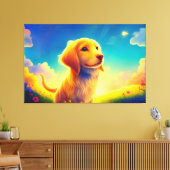 Hunde Haustiere farbenfrohe Meadow Sky Sommer Tier Leinwanddruck (Insitu (Wohnzimmer))