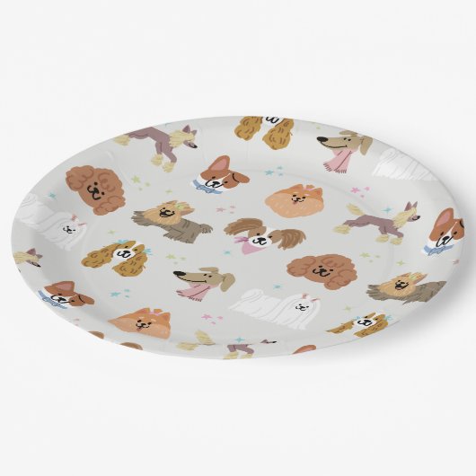 Hunde Haustiere Kinder Party Pappteller (Schrägansicht)