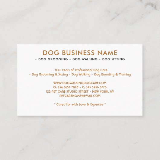 Hunde Haustiere Sitter Boarding Groomer Walker Was Visitenkarte (Rückseite)