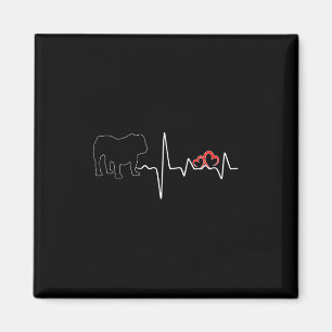 Hunde Heartbeat Liebe für Hunde Lover Bulldog Magnet