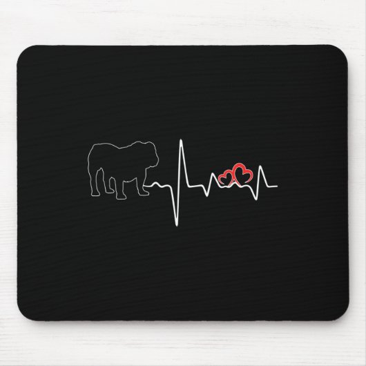 Hunde Heartbeat Liebe für Hunde Lover Bulldog Mousepad (Vorne)