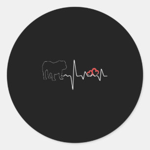 Hunde Heartbeat Liebe für Hunde Lover Bulldog Runder Aufkleber