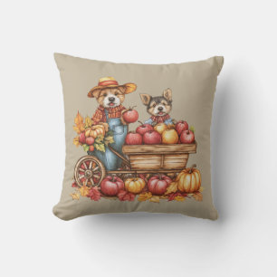 Hunde Herbstapplecart Throw Kissen