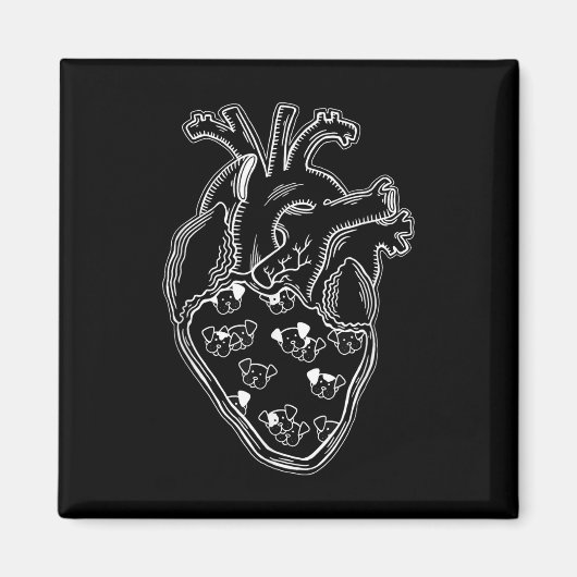 Hunde Herzanatomie Tattoo Style Magnet (Vorne)