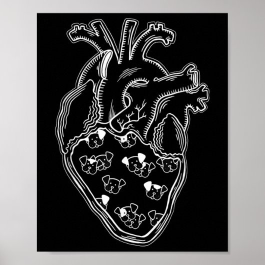 Hunde Herzanatomie Tattoo Style Poster (Vorne)