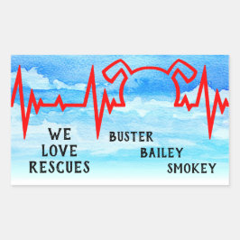 Hunde Herzschlag, Wir Liebe rettet, trübe Rechteckiger Aufkleber