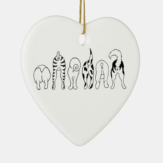 Hunde-Hintern Keramik Ornament (Rechts)