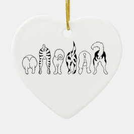 Hunde-Hintern Keramik Ornament