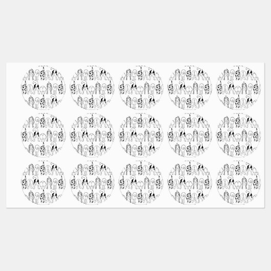 Hunde-Hintern-Muster Etiketten (Blatt)