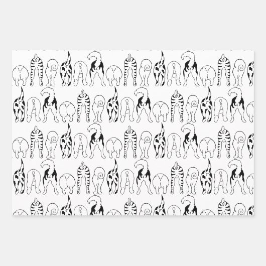 Hunde-Hintern-Muster Geschenkpapier Set (Vorderseite 3)