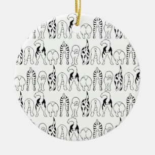 Hunde-Hintern-Muster Keramik Ornament