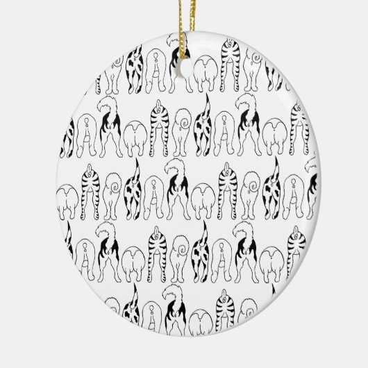 Hunde-Hintern-Muster Keramik Ornament (Links)