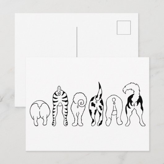Hunde-Hintern Postkarte (Vorne/Hinten)