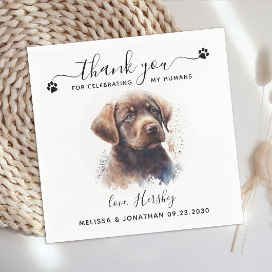 Hunde Hochzeit danke Ihnen Schokolade Labrador Pup Serviette